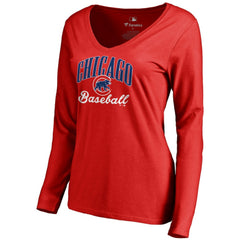 Red Chicago Cubs Women's Victory Script Long Sleeve T-Shirt