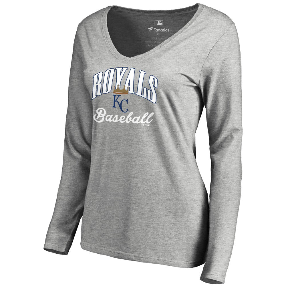 Ash Kansas City Royals Women's Victory Script Long Sleeve T-Shirt