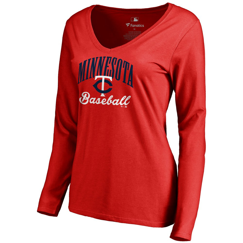 Red Minnesota Twins Women's Victory Script Long Sleeve T-Shirt