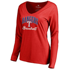 Red Texas Rangers Women's Victory Script Long Sleeve T-Shirt