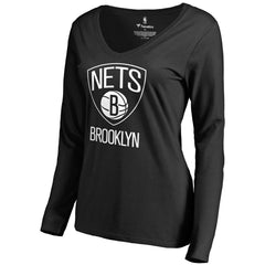 Brooklyn Nets Women's Primary Logo V-Neck Long Sleeve T-Shirt