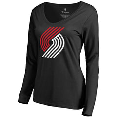 Portland Trail Blazers Women's Primary Logo V-Neck Long Sleeve T-Shirt