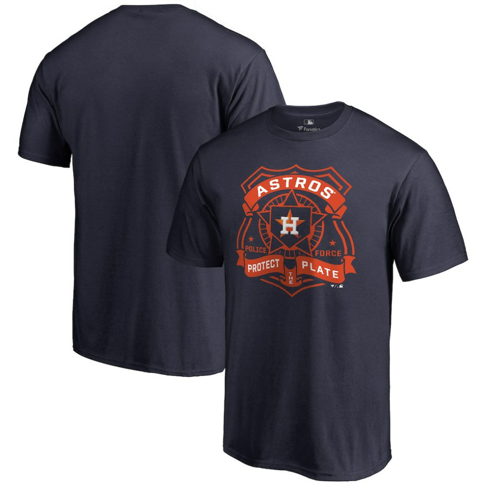 Navy Houston Astros Police Badge T-Shirt