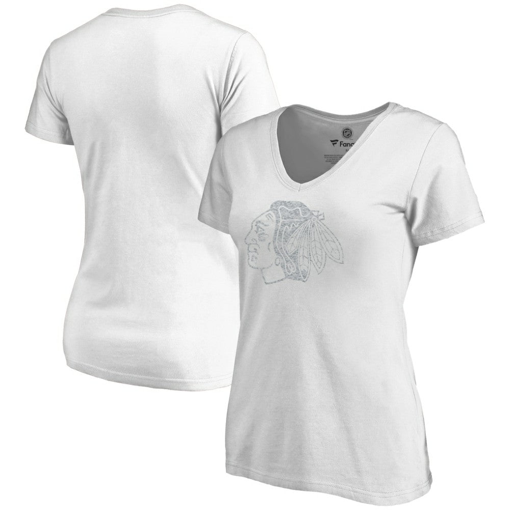 NHL Chicago Blackhawks Women's Whiteout V-Neck T-Shirt