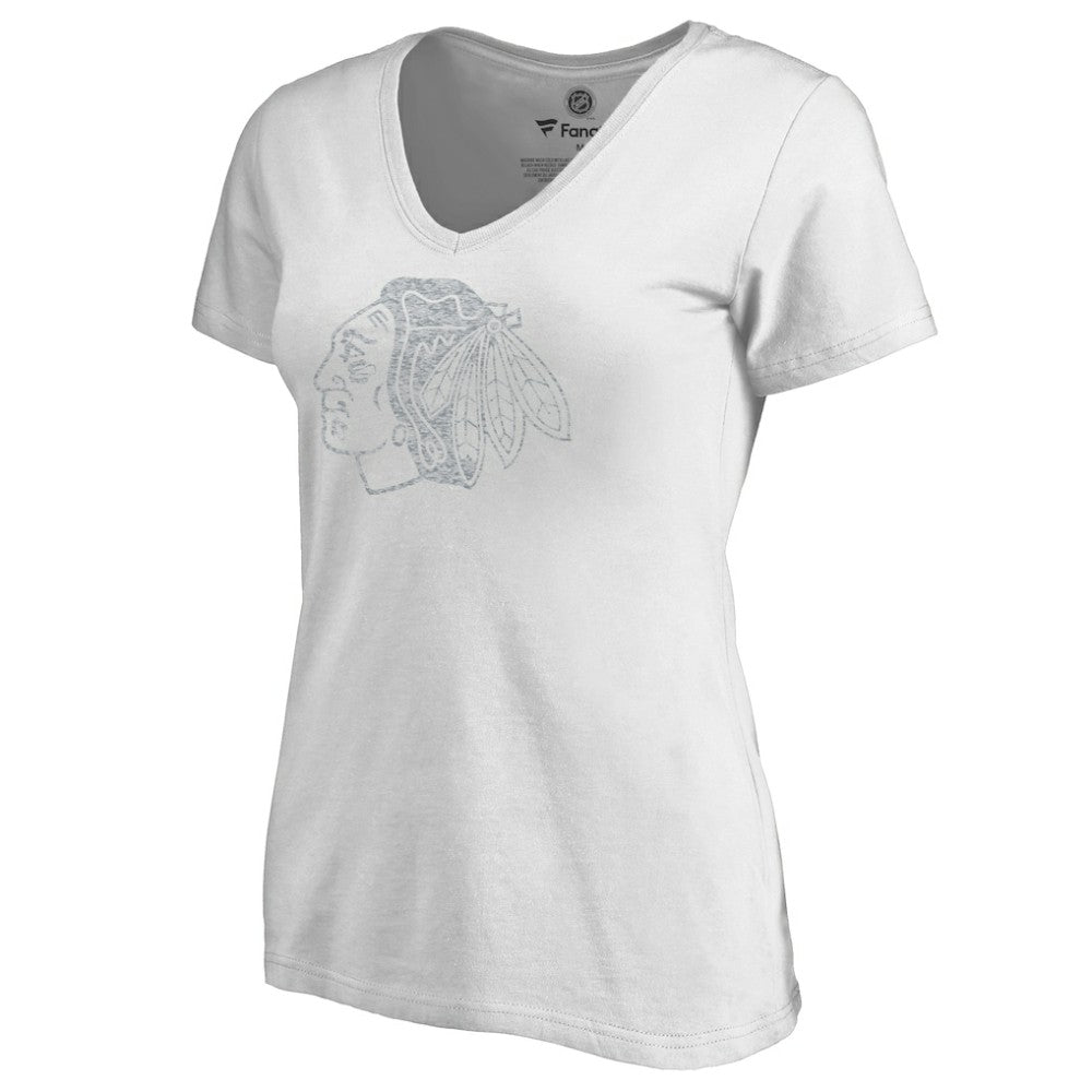 NHL Chicago Blackhawks Women's Whiteout V-Neck T-Shirt