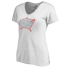 NHL Columbus Blue Jackets Women's Whiteout V-Neck T-Shirt
