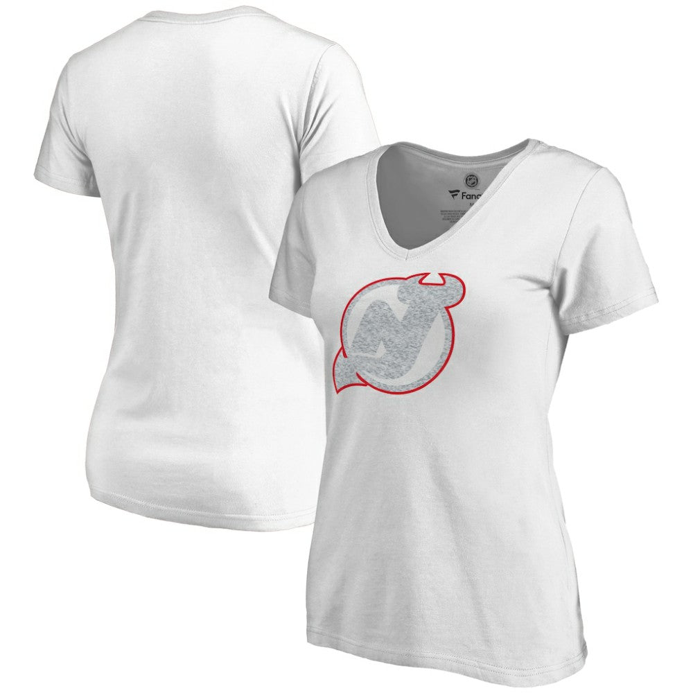 NHL New Jersey Devils Women's Whiteout V-Neck T-Shirt