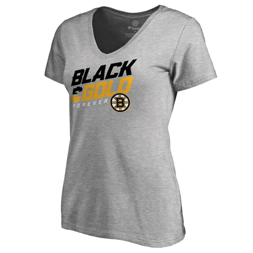 NHL Boston Bruins Women's Hometown Collection Black & Gold V-Neck T-Shirt