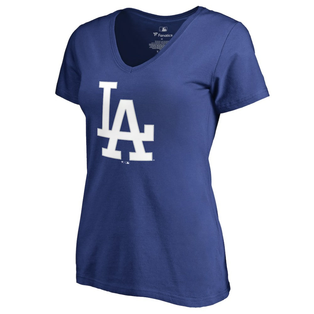Royal Clayton Kershaw Los Angeles Dodgers Women's Backer Name & Number V-Neck T-Shirt