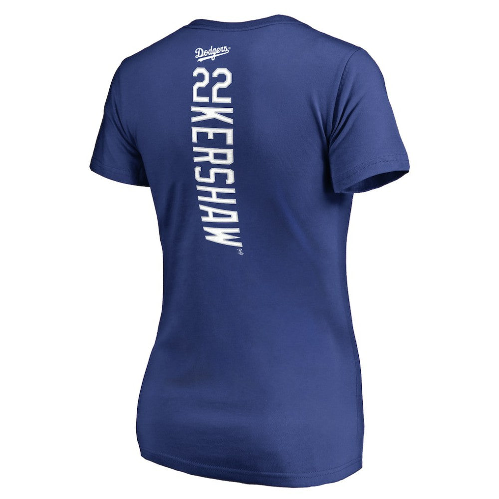 Royal Clayton Kershaw Los Angeles Dodgers Women's Backer Name & Number V-Neck T-Shirt