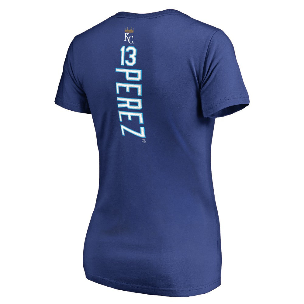 Royal Salvador Perez Kansas City Royals Women's Backer V-Neck T-Shirt