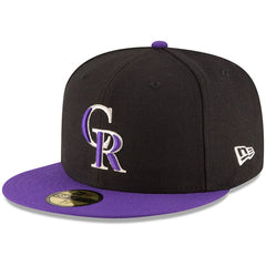 Black/Purple Colorado Rockies New Era Authentic Collection ON Field 59FIFTY Structured Hat