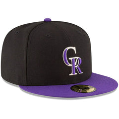 Black/Purple Colorado Rockies New Era Authentic Collection ON Field 59FIFTY Structured Hat