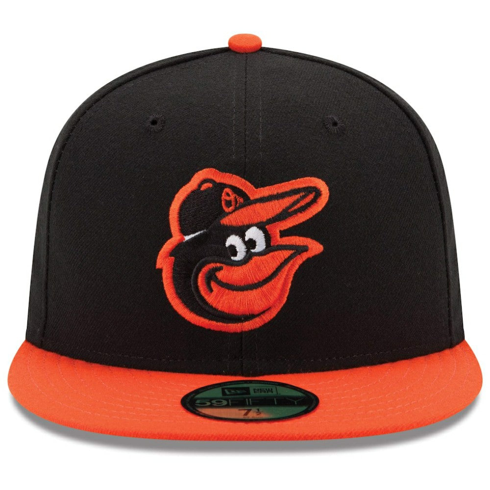 Black/Orange Baltimore Orioles New Era Road Authentic Collection On-Field 59FIFTY Fitted Hat