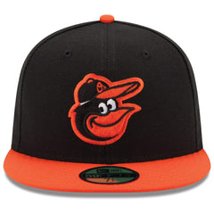 Black/Orange Baltimore Orioles New Era Road Authentic Collection On-Field 59FIFTY Fitted Hat