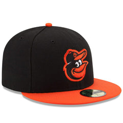 Black/Orange Baltimore Orioles New Era Road Authentic Collection On-Field 59FIFTY Fitted Hat