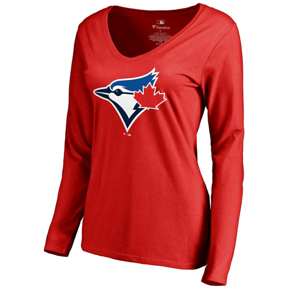 Red Toronto Blue Jays Women's Logo Long Sleeve T-Shirt