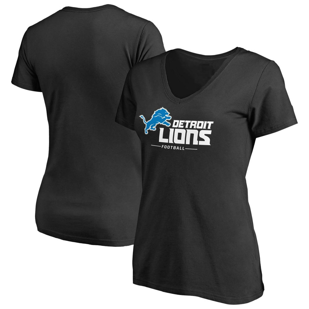 Women's Team Lockup V-Neck T-Shirt - Detroit Lions T-shirts