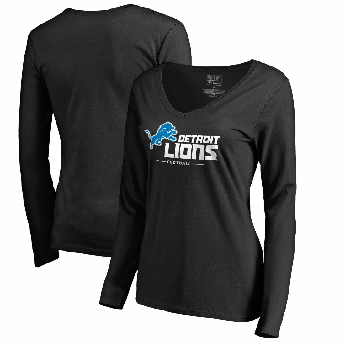 Women's Team Lockup V-Neck Long Sleeve T-Shirt - Detroit Lions T-shirts