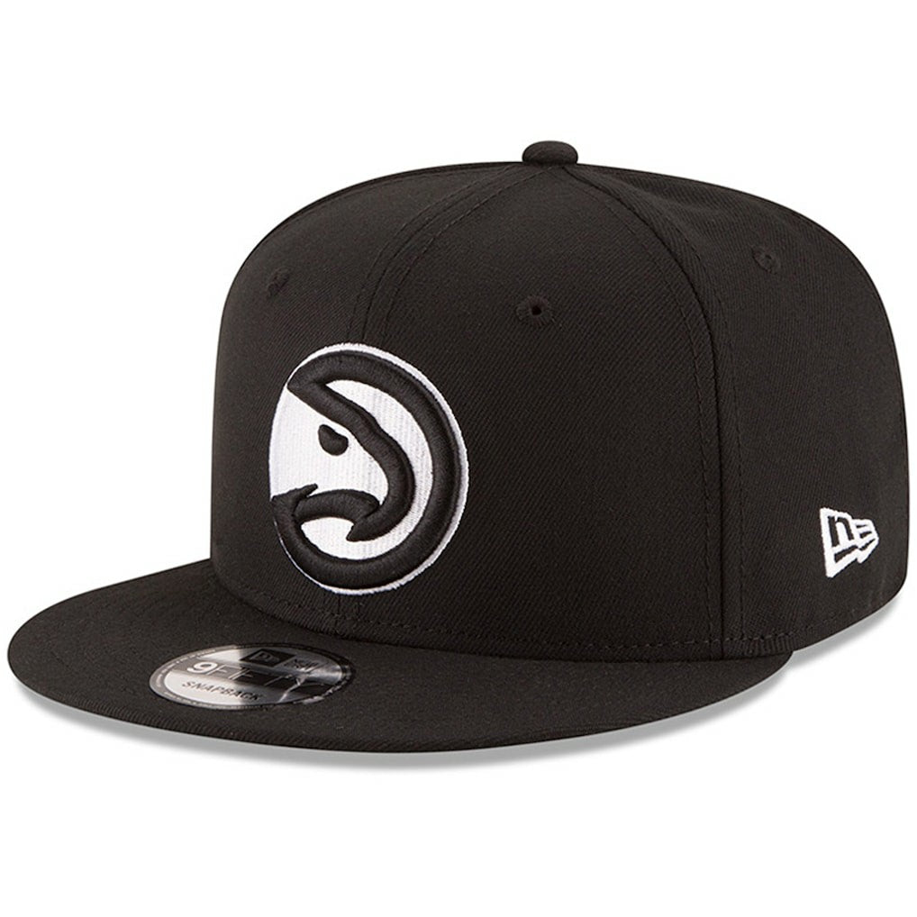 New Era Atlanta Hawks Black & White Logo 9FIFTY Adjustable Snapback Hat