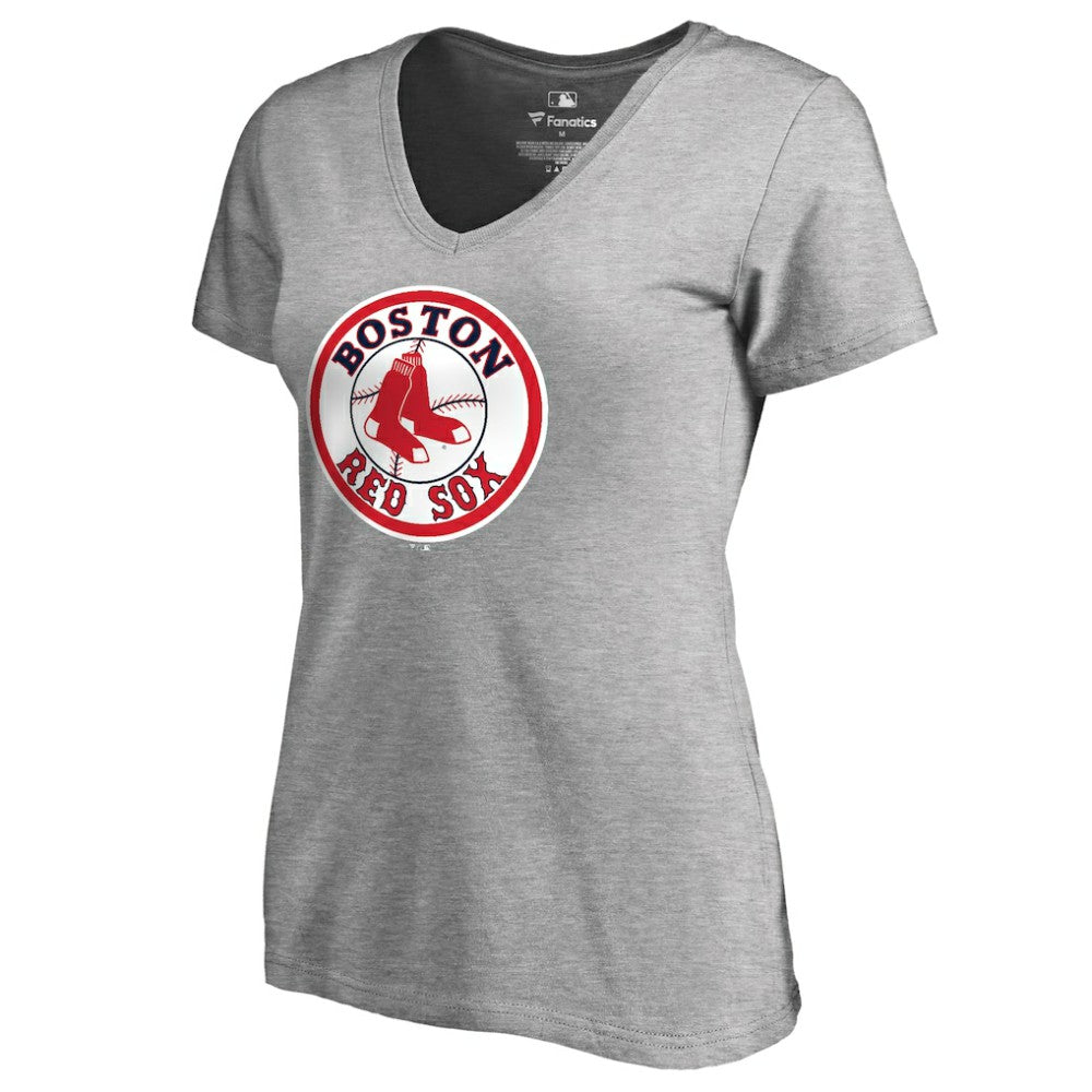 Heather Gray Boston Red Sox Women's Cooperstown Collection Forbes V-Neck T-Shirt