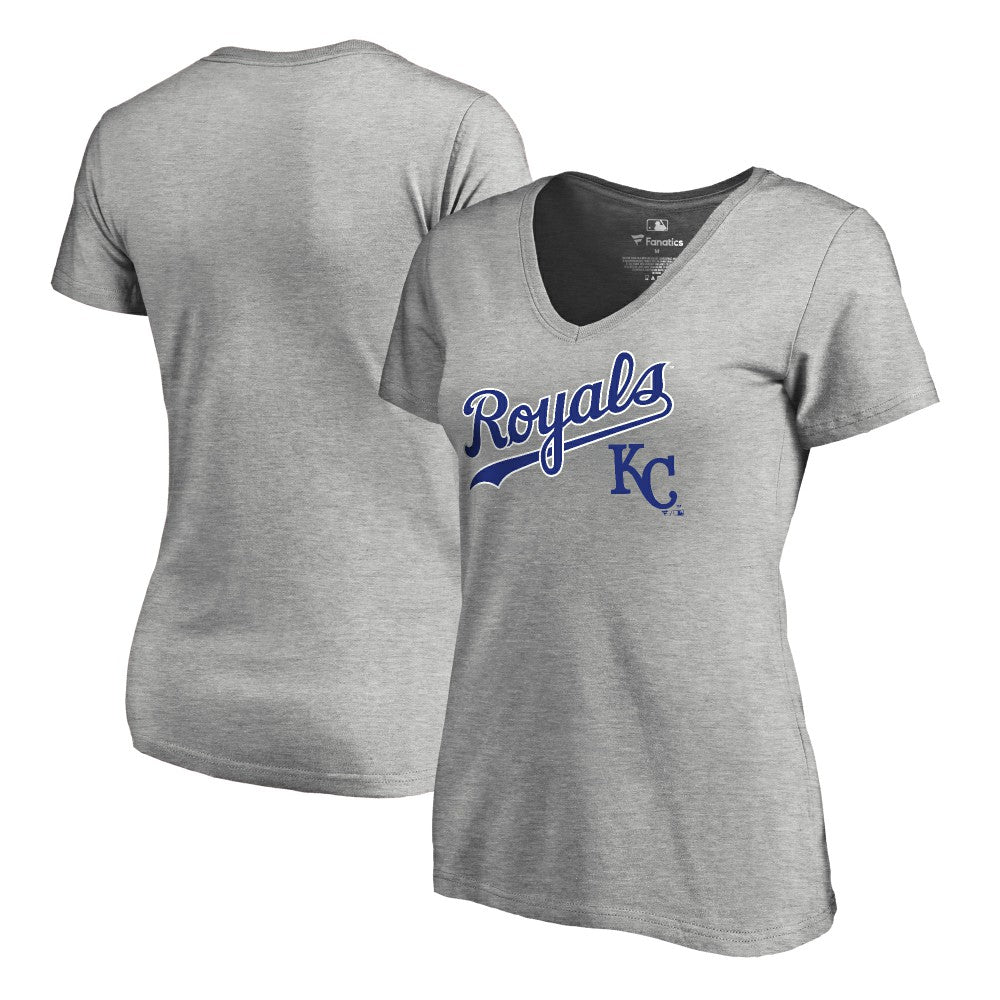 Heather Gray Kansas City Royals Women's Core Wahconah V-Neck T-Shirt
