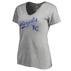 Heather Gray Kansas City Royals Women's Core Wahconah V-Neck T-Shirt
