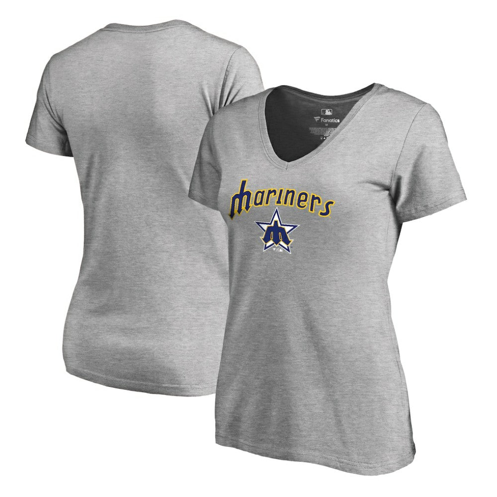 Heather Gray Seattle Mariners Women's Core Wahconah V-Neck T-Shirt