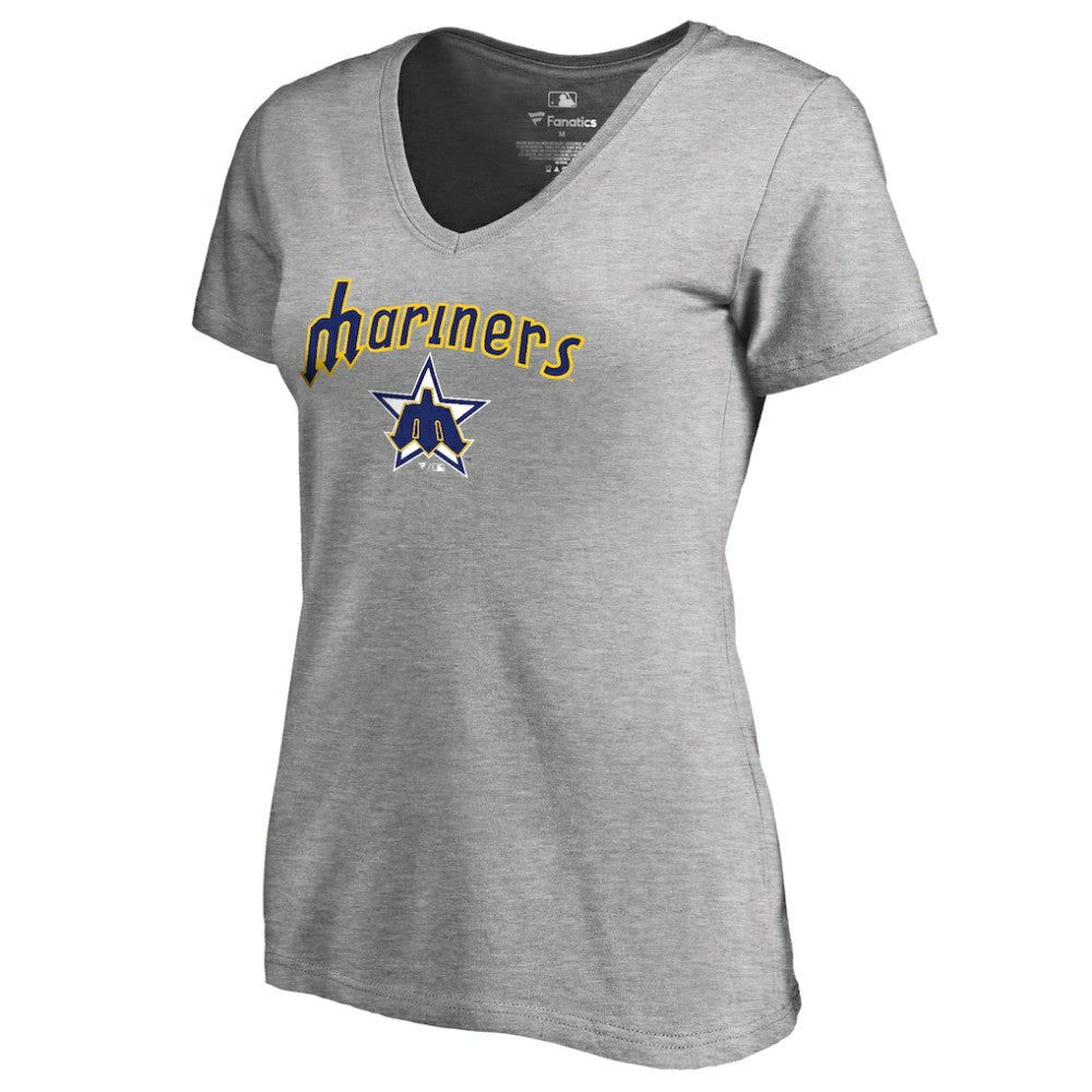Heather Gray Seattle Mariners Women's Core Wahconah V-Neck T-Shirt