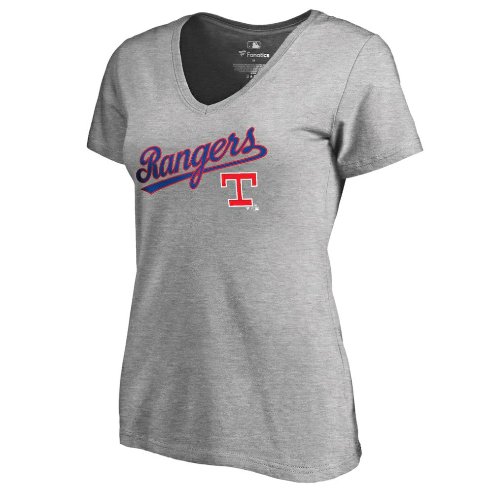 Heather Gray Texas Rangers Women's Core Wahconah V-Neck T-Shirt