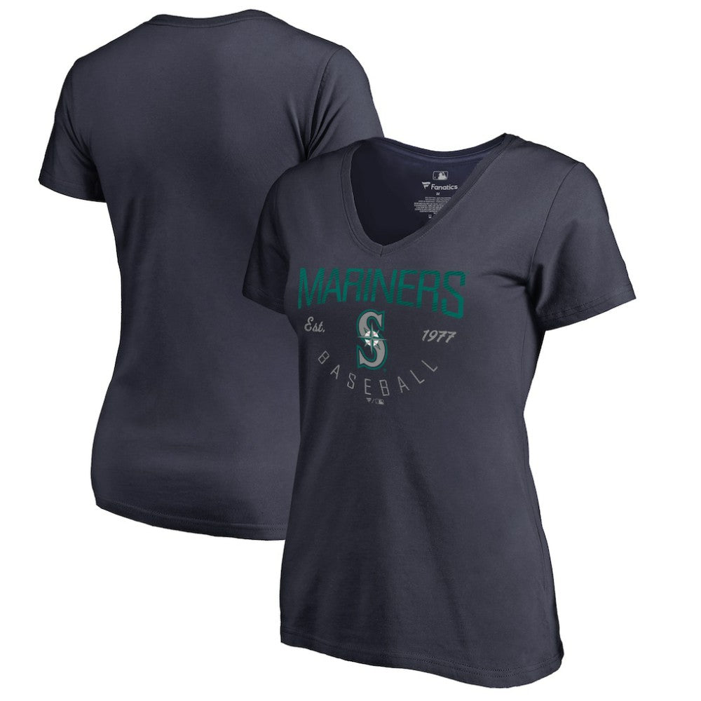 Navy Seattle Mariners Women's Live For It V-Neck T-Shirt