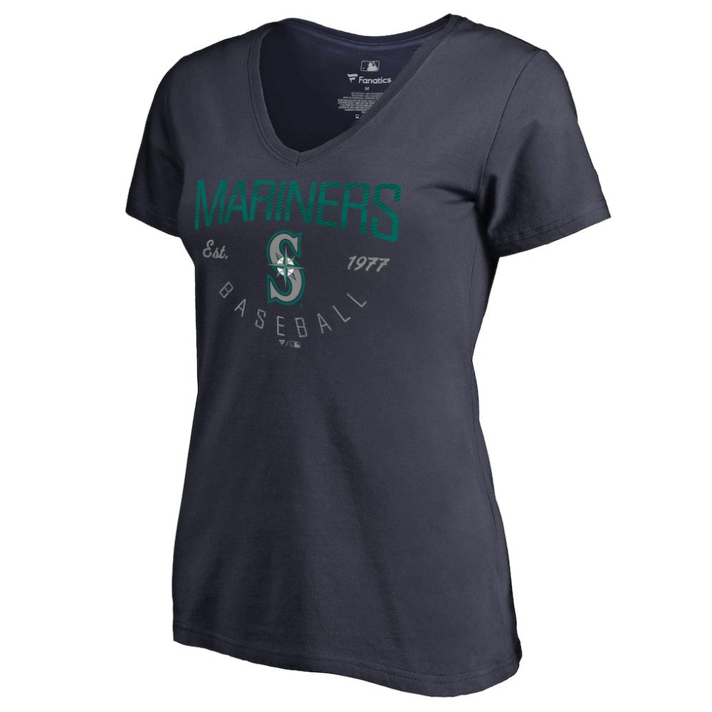 Navy Seattle Mariners Women's Live For It V-Neck T-Shirt