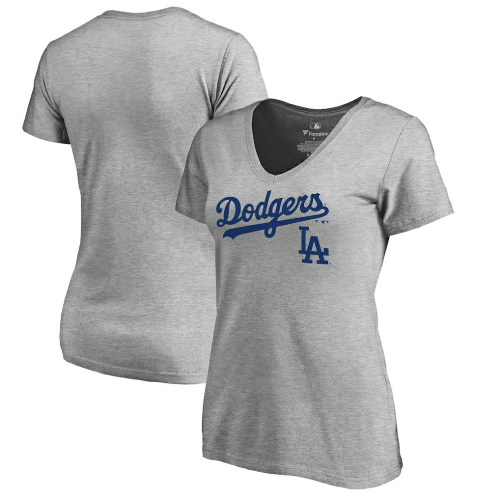 Ash Los Angeles Dodgers Women's Team Lockup T-Shirt