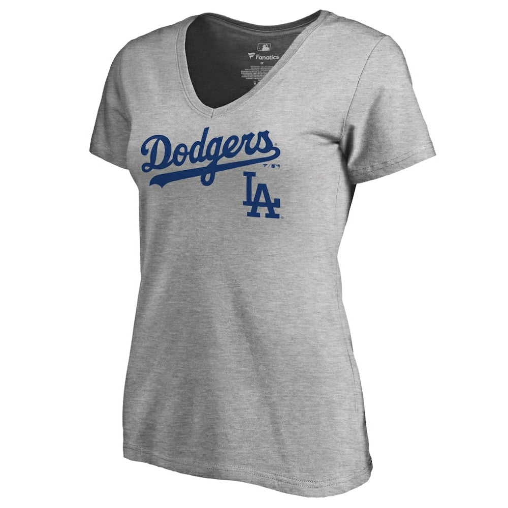 Ash Los Angeles Dodgers Women's Team Lockup T-Shirt