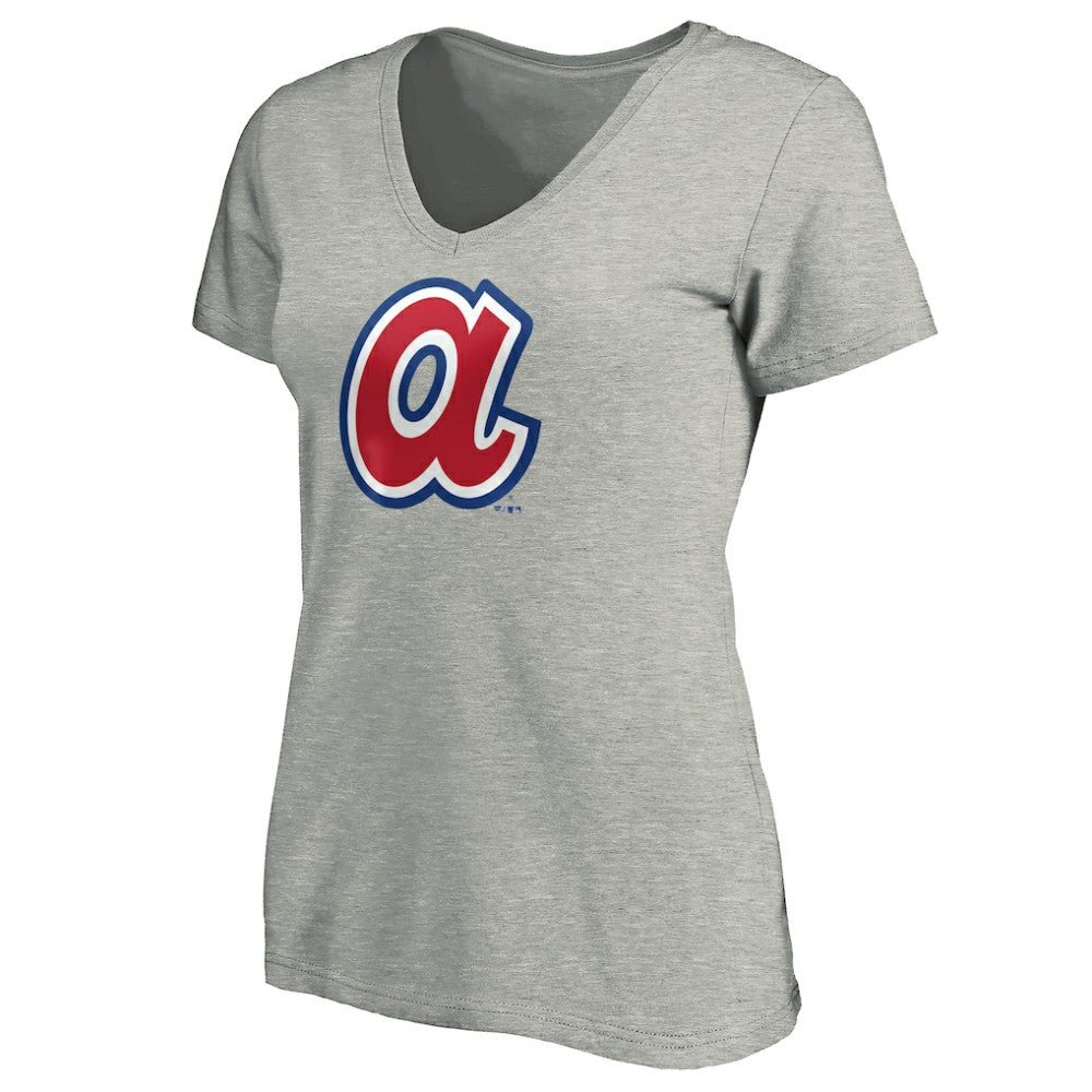 Ash Atlanta Braves Women's Forbes V-Neck T-Shirt