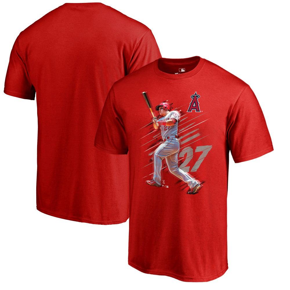Red Mike Trout Los Angeles Angels Fade Away T-Shirt