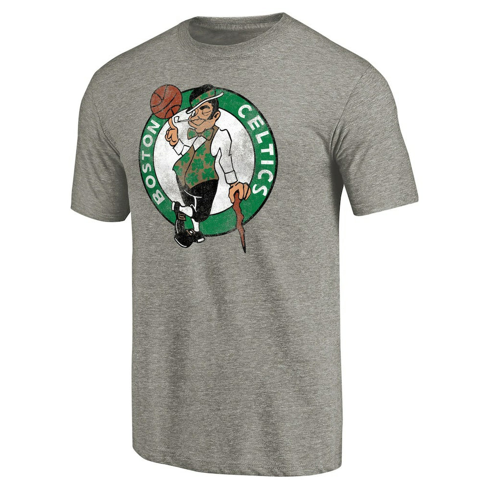 Boston Celtics Distressed Team Logo 2 Tri-Blend V-Neck T-Shirt