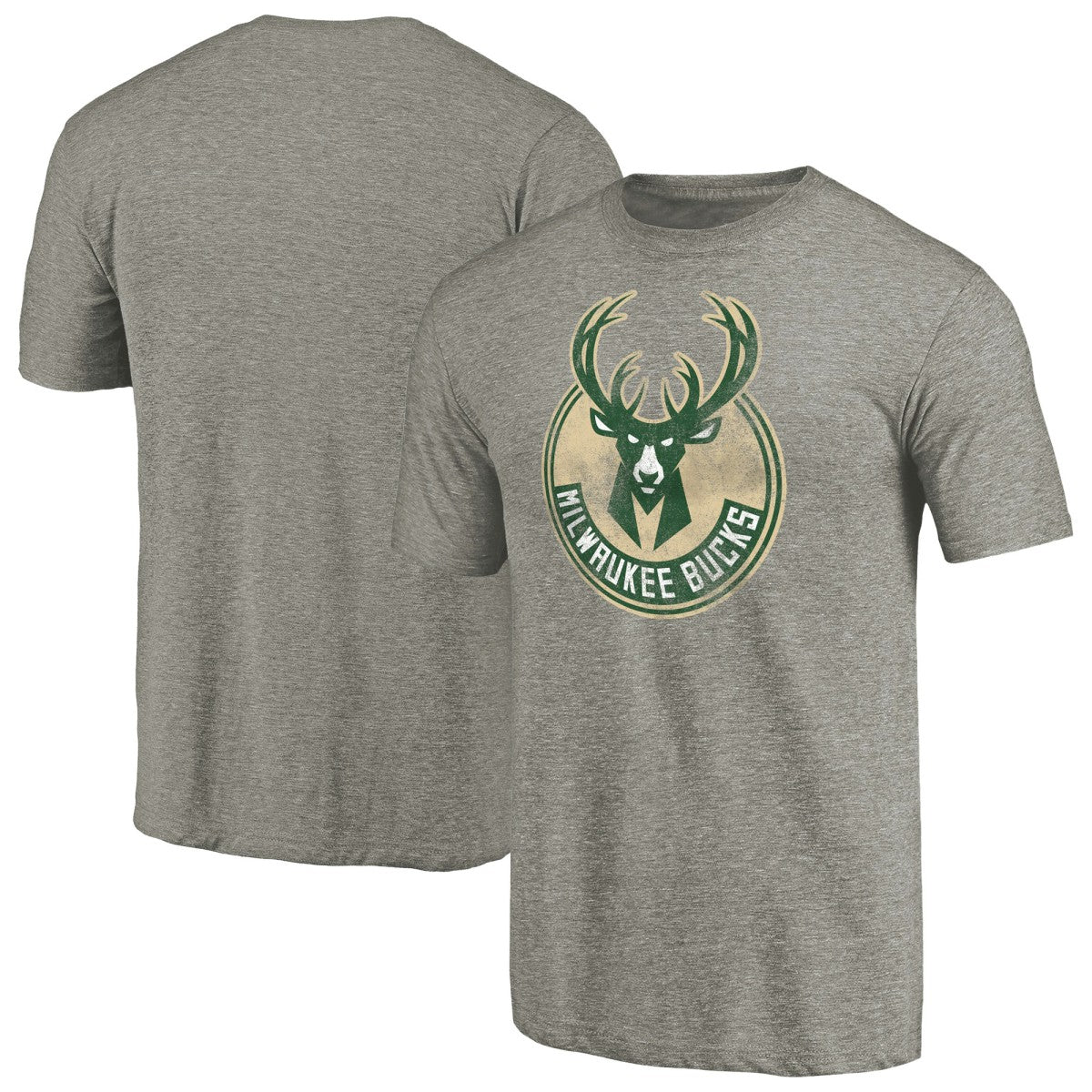 Milwaukee Bucks Distressed Team Logo Tri-Blend T-Shirt