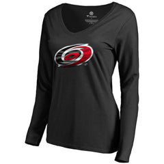 NHL Carolina Hurricanes Women's Midnight Mascot Long Sleeve V-Neck T-Shirt