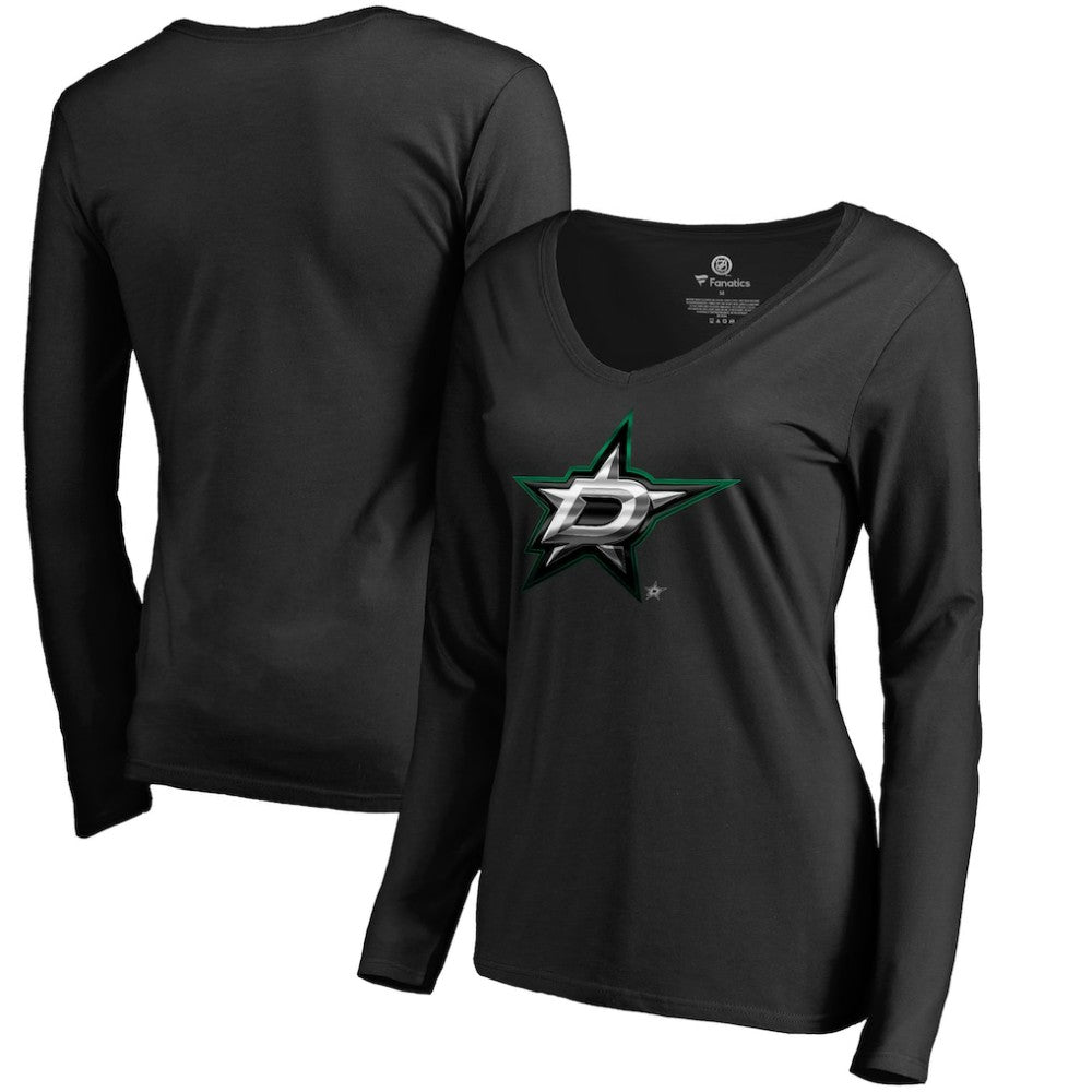 NHL Dallas Stars Women's Midnight Mascot Long Sleeve V-Neck T-Shirt