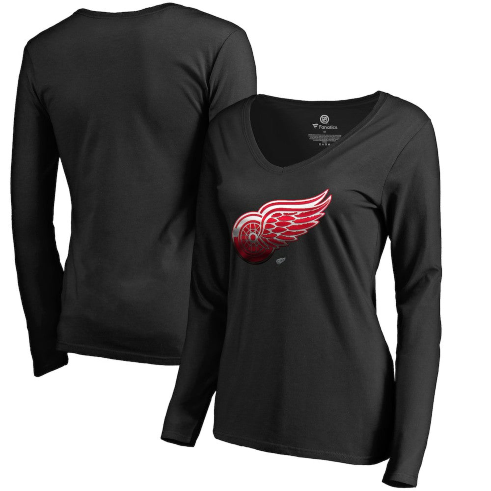 NHL Detroit Red Wings Women's Midnight Mascot Long Sleeve V-Neck T-Shirt