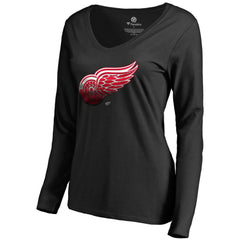NHL Detroit Red Wings Women's Midnight Mascot Long Sleeve V-Neck T-Shirt