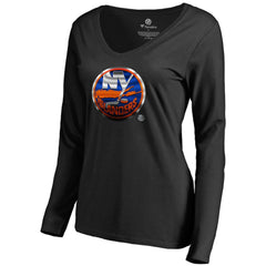 NHL New York Islanders Women's Midnight Mascot Long Sleeve V-Neck T-Shirt