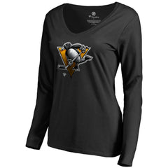 NHL Pittsburgh Penguins Women's Midnight Mascot Long Sleeve V-Neck T-Shirt