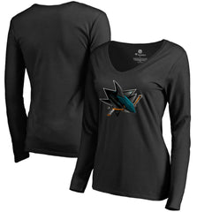 NHL San Jose Sharks Women's Midnight Mascot Long Sleeve V-Neck T-Shirt