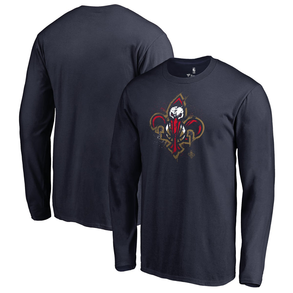 New Orleans Pelicans Splatter Logo Long Sleeve T-Shirt