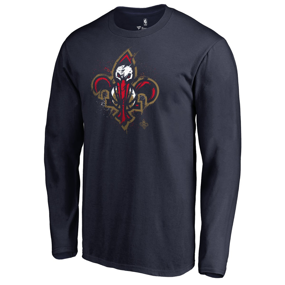 New Orleans Pelicans Splatter Logo Long Sleeve T-Shirt