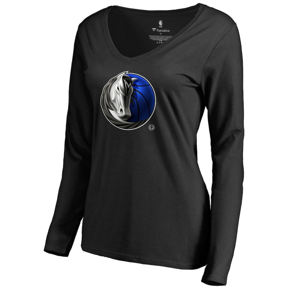 Dallas Mavericks Women's Midnight Mascot Long Sleeve V-Neck T-Shirt sale
