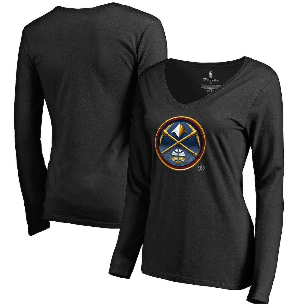 Denver Nuggets Women's Midnight Mascot Long Sleeve V-Neck T-Shirt sale