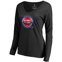 Detroit Pistons Women's Midnight Mascot Long Sleeve V-Neck T-Shirt sale